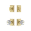 Carre Square Rosette Entry Set with Chambord Crystal Knob in Satin Brass