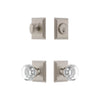 Carre Square Rosette Entry Set with Chambord Crystal Knob in Satin Nickel