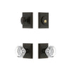 Carre Square Rosette Entry Set with Chambord Crystal Knob in Timeless Bronze