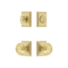 Carre Square Rosette Entry Set with Circulaire Knob in Satin Brass