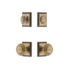 Carre Square Rosette Entry Set with Circulaire Knob in Vintage Brass