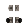 Carre Square Rosette Entry Set with Coventry Knob in Antique Pewter