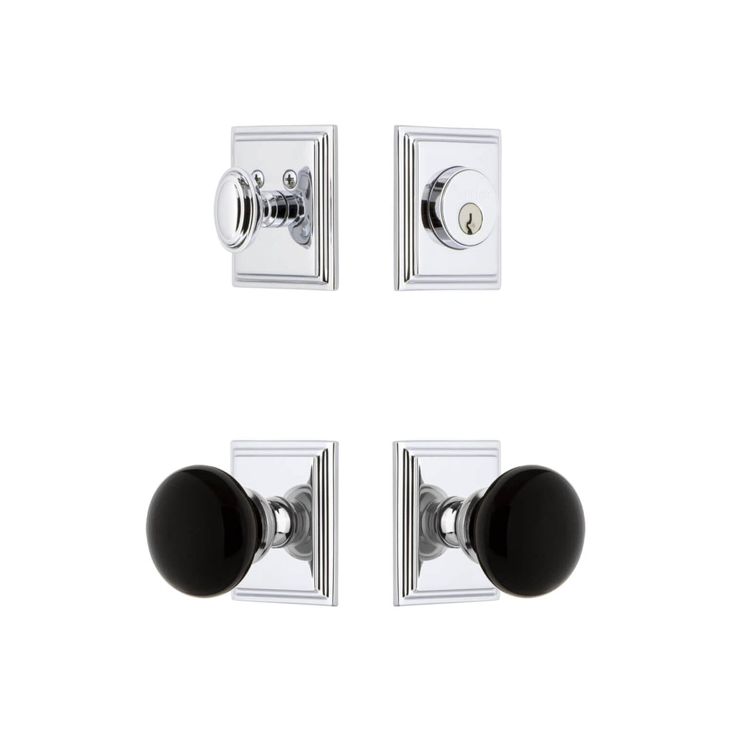 Carre Square Rosette Entry Set with Coventry Knob in Bright Chrome