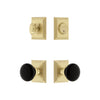 Carre Square Rosette Entry Set with Coventry Knob in Satin Brass