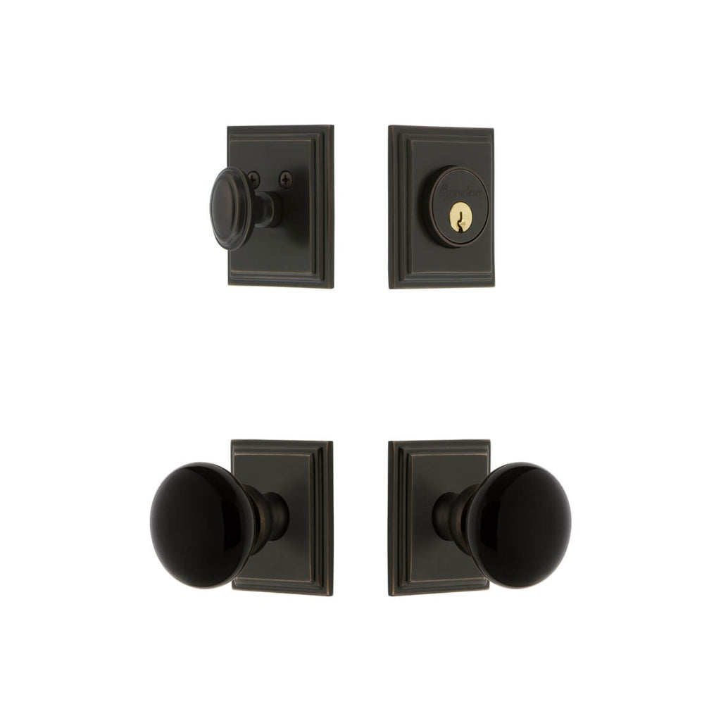 Carre Square Rosette Entry Set with Coventry Knob in Timeless Bronze