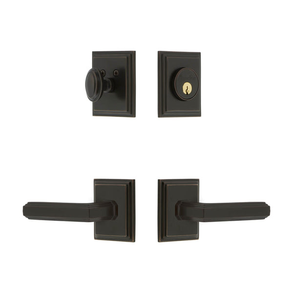 Carre Square Rosette Entry Set with Carre Lever in Timeless Bronze ...