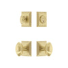Carre Square Rosette Entry Set with Eden Prairie Knob in Satin Brass