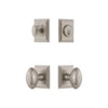 Carre Square Rosette Entry Set with Eden Prairie Knob in Satin Nickel