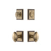 Carre Square Rosette Entry Set with Eden Prairie Knob in Vintage Brass