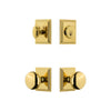 Carre Square Rosette Entry Set with Fifth Avenue Knob in Lifetime Brass