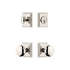 Carre Square Rosette Entry Set with Fifth Avenue Knob in Polished Nickel
