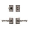 Carre Square Rosette Entry Set with Georgetown Lever in Antique Pewter