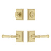 Carre Square Rosette Entry Set with Georgetown Lever in Satin Brass