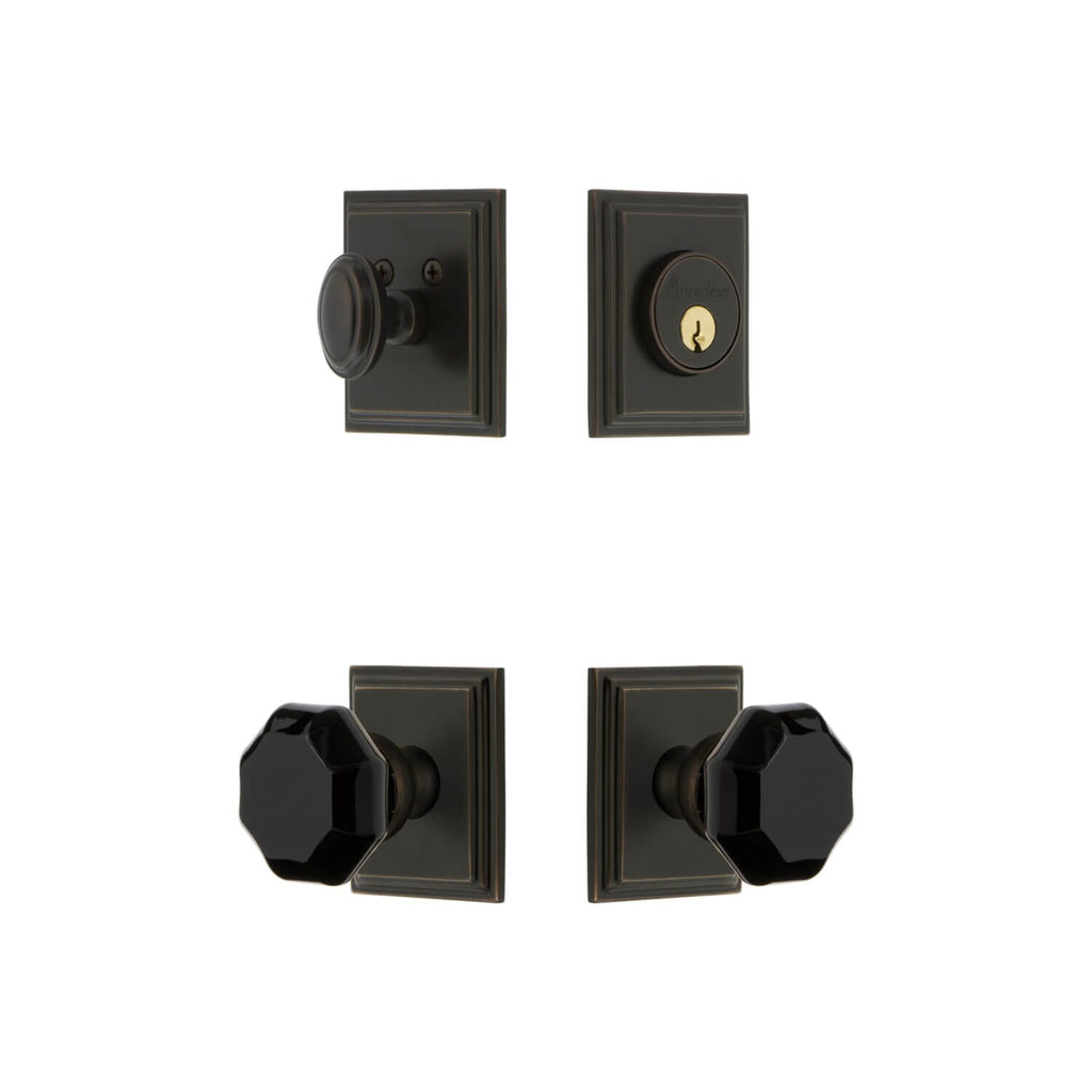 Carre Square Rosette Entry Set with Lyon Knob in Timeless Bronze