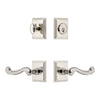 Carre Square Rosette Entry Set with Newport Lever in Polished Nickel