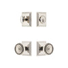 Carre Square Rosette Entry Set with Soleil Knob in Polished Nickel