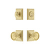 Carre Square Rosette Entry Set with Soleil Knob in Satin Brass