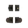 Carre Square Rosette Entry Set with Soleil Knob in Timeless Bronze