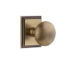 Carré Square Rosette with Fifth Avenue Knob in Vintage Brass