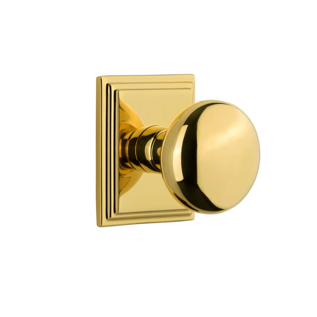 Carré Square Rosette with Fifth Avenue Knob in Lifetime Brass