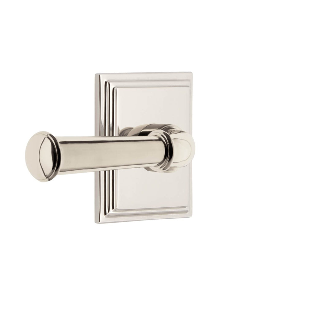 Carré Square Rosette with Georgetown Lever in Polished Nickel
