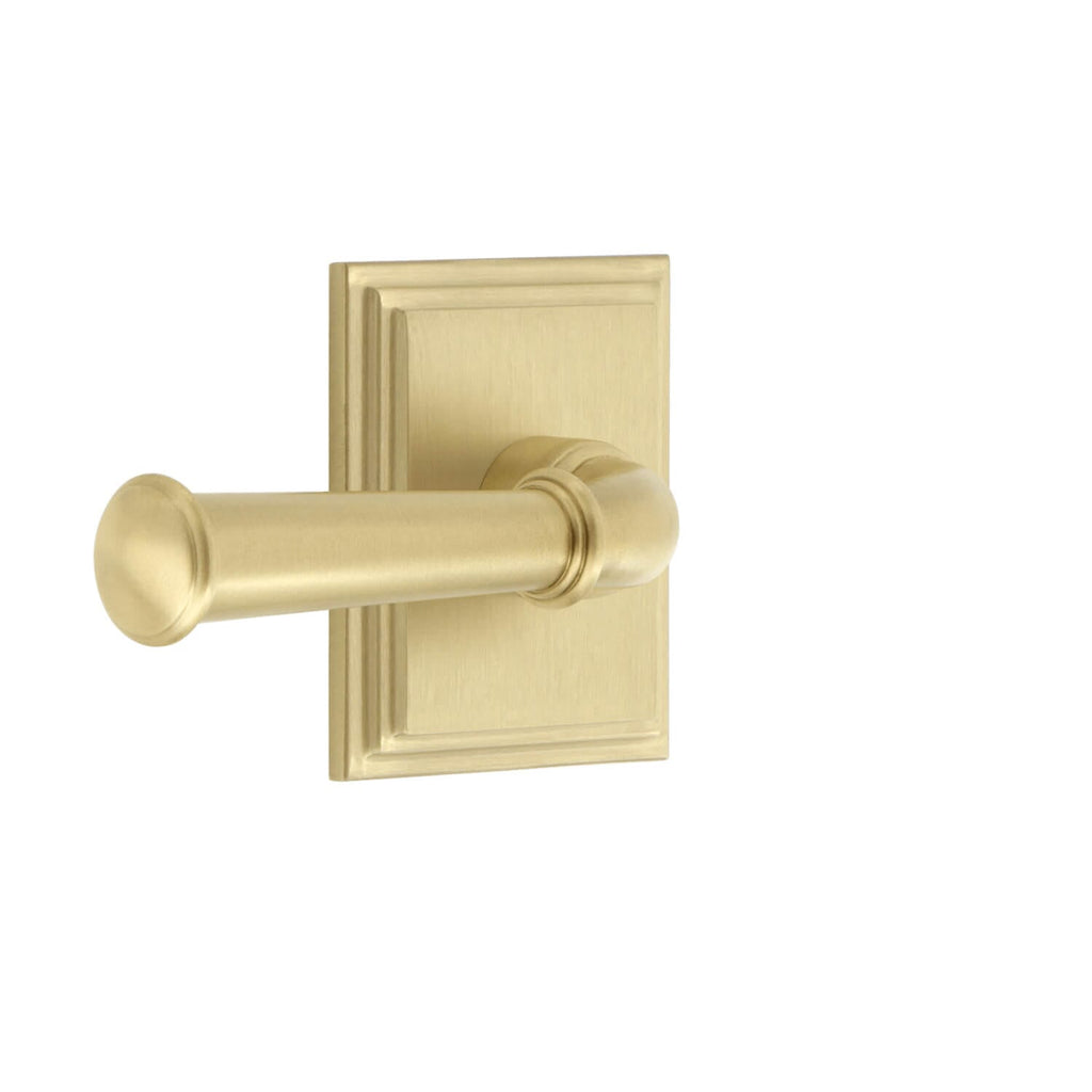 Carré Square Rosette with Georgetown Lever in Satin Brass