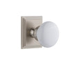 Carré Square Rosette with Hyde Park Knob in Satin Nickel