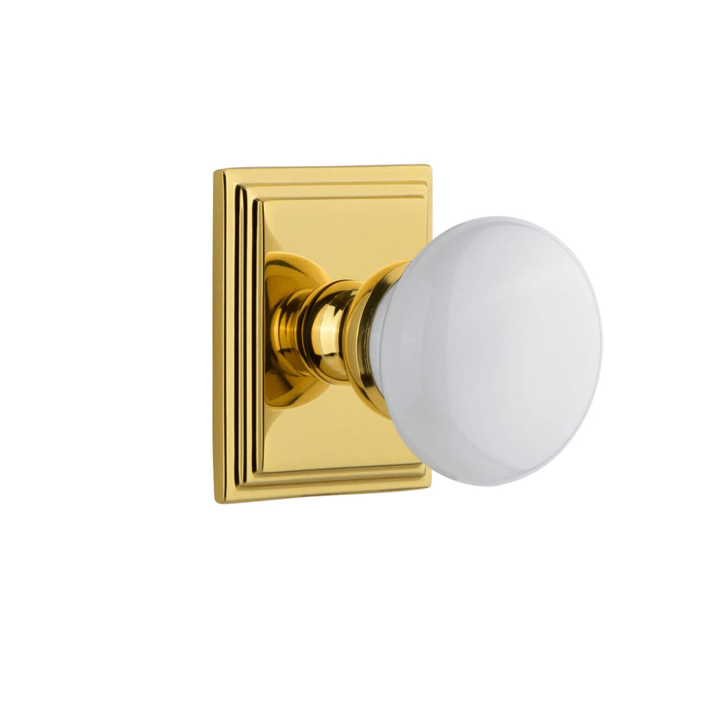 Carré Square Rosette with Hyde Park Knob in Lifetime Brass