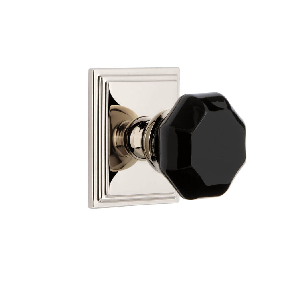Carré Square Rosette with Lyon Knob in Polished Nickel