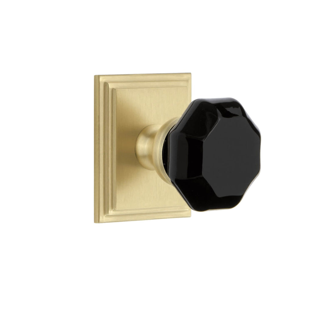 Carré Square Rosette with Lyon Knob in Satin Brass