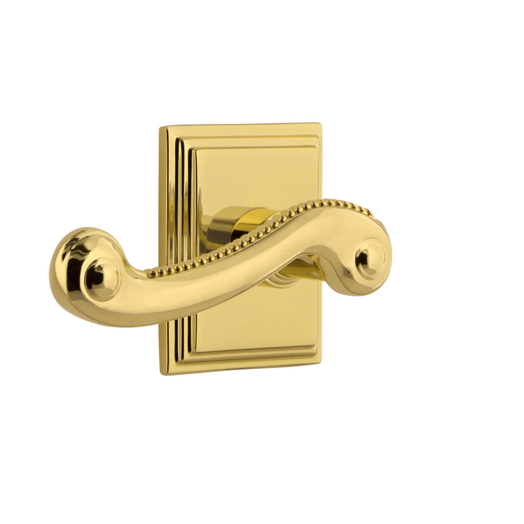 Carré Square Rosette with Newport Lever in Lifetime Brass