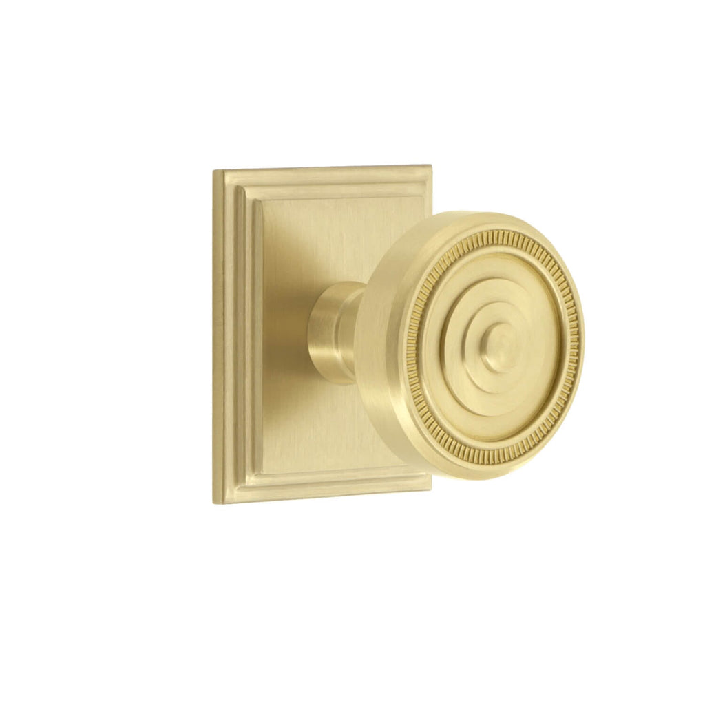 Carré Square Rosette with Soleil Knob in Satin Brass