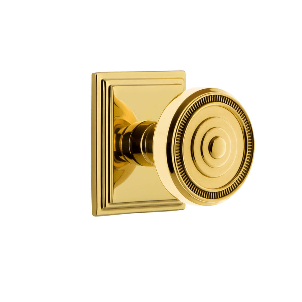 Carré Square Rosette with Soleil Knob in Lifetime Brass