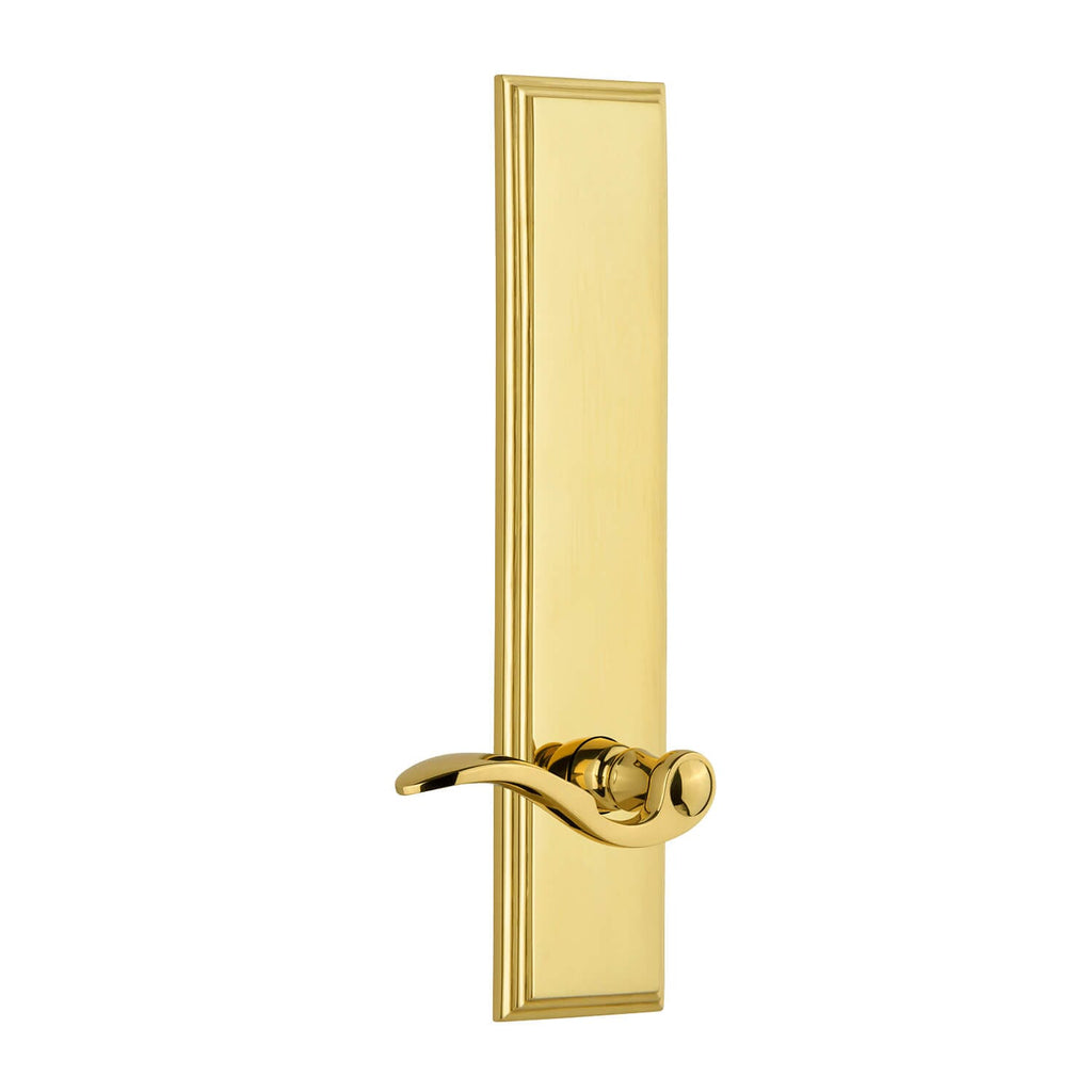 Carré Tall Plate with Bellagio Lever in Lifetime Brass