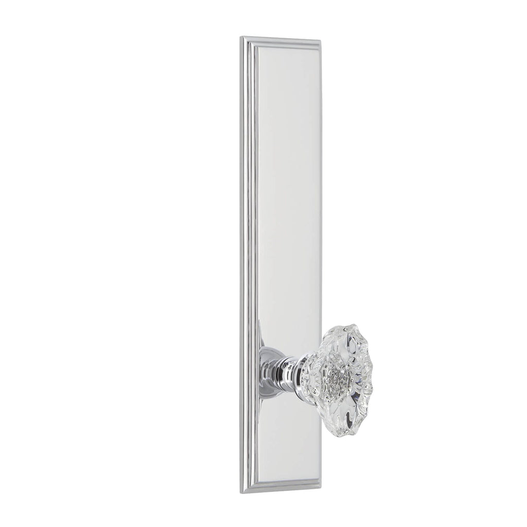 Carré Tall Plate with Biarritz Crystal Knob in Bright Chrome