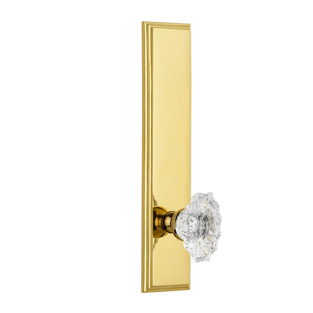 Carré Tall Plate with Biarritz Crystal Knob in Lifetime Brass