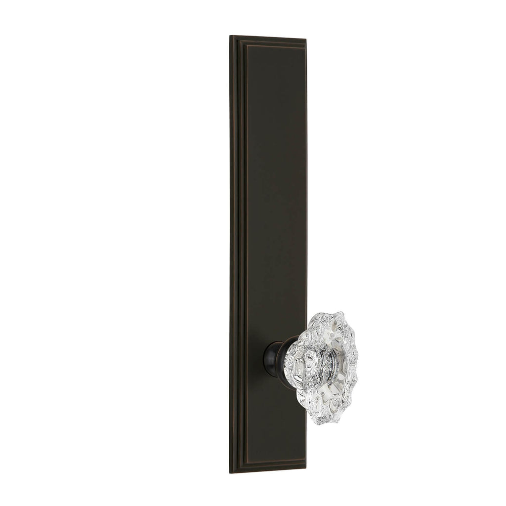 Carré Tall Plate with Biarritz Crystal Knob in Timeless Bronze