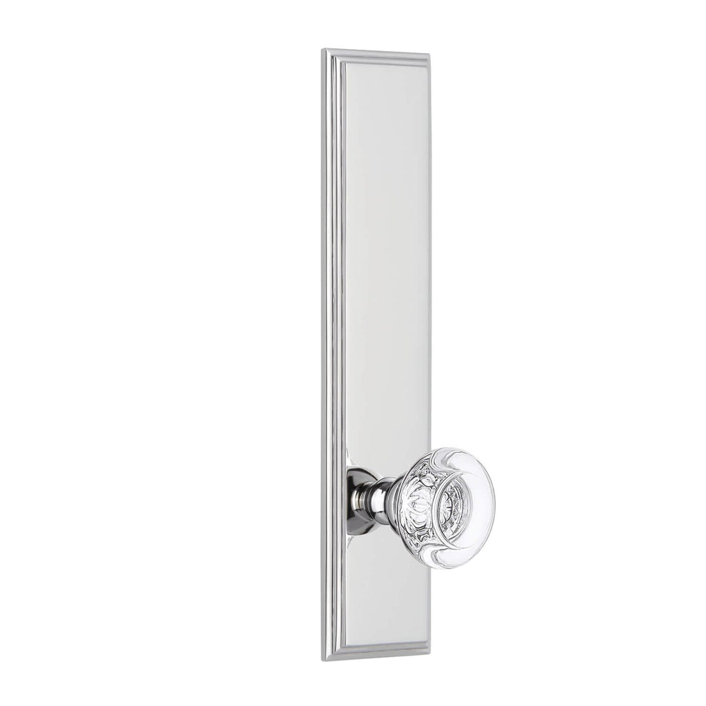 Carré Tall Plate with Bordeaux Crystal Knob in Bright Chrome