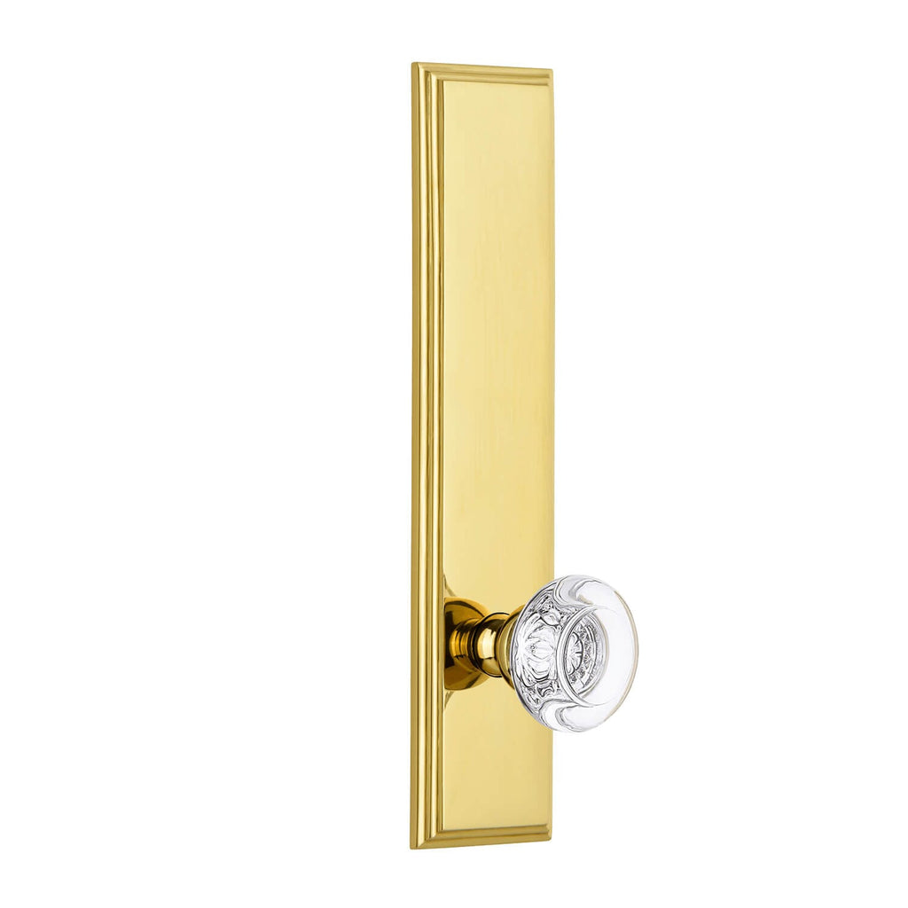 Carré Tall Plate with Bordeaux Crystal Knob in Lifetime Brass