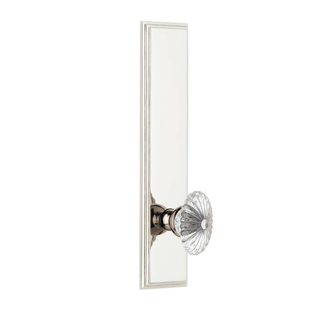 Carré Tall Plate with Burgundy Crystal Knob in Polished Nickel