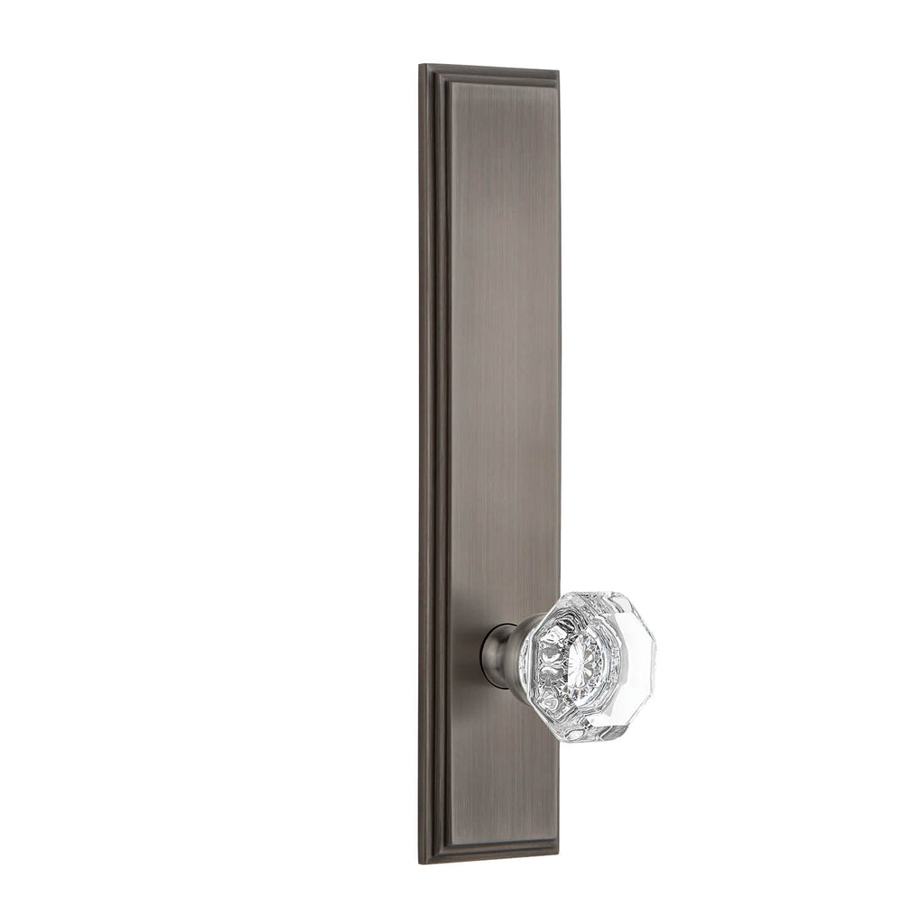 Carré Tall Plate with Chambord Crystal Knob in Antique Pewter
