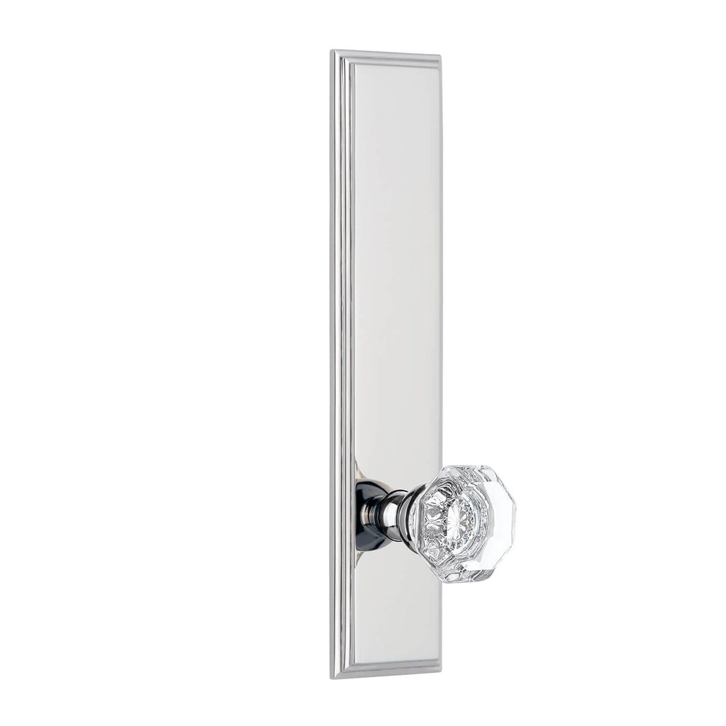 Carré Tall Plate with Chambord Crystal Knob in Bright Chrome