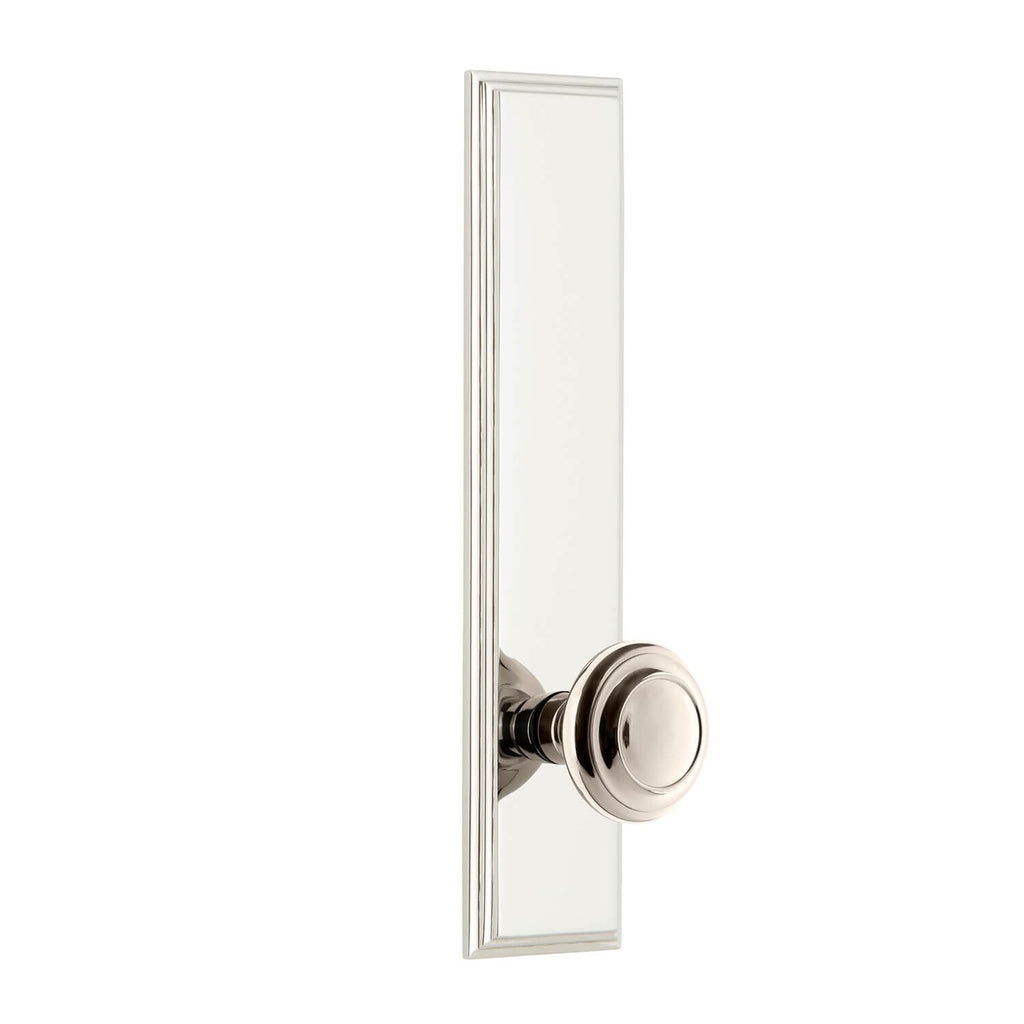 Carré Tall Plate with Circulaire Knob in Polished Nickel