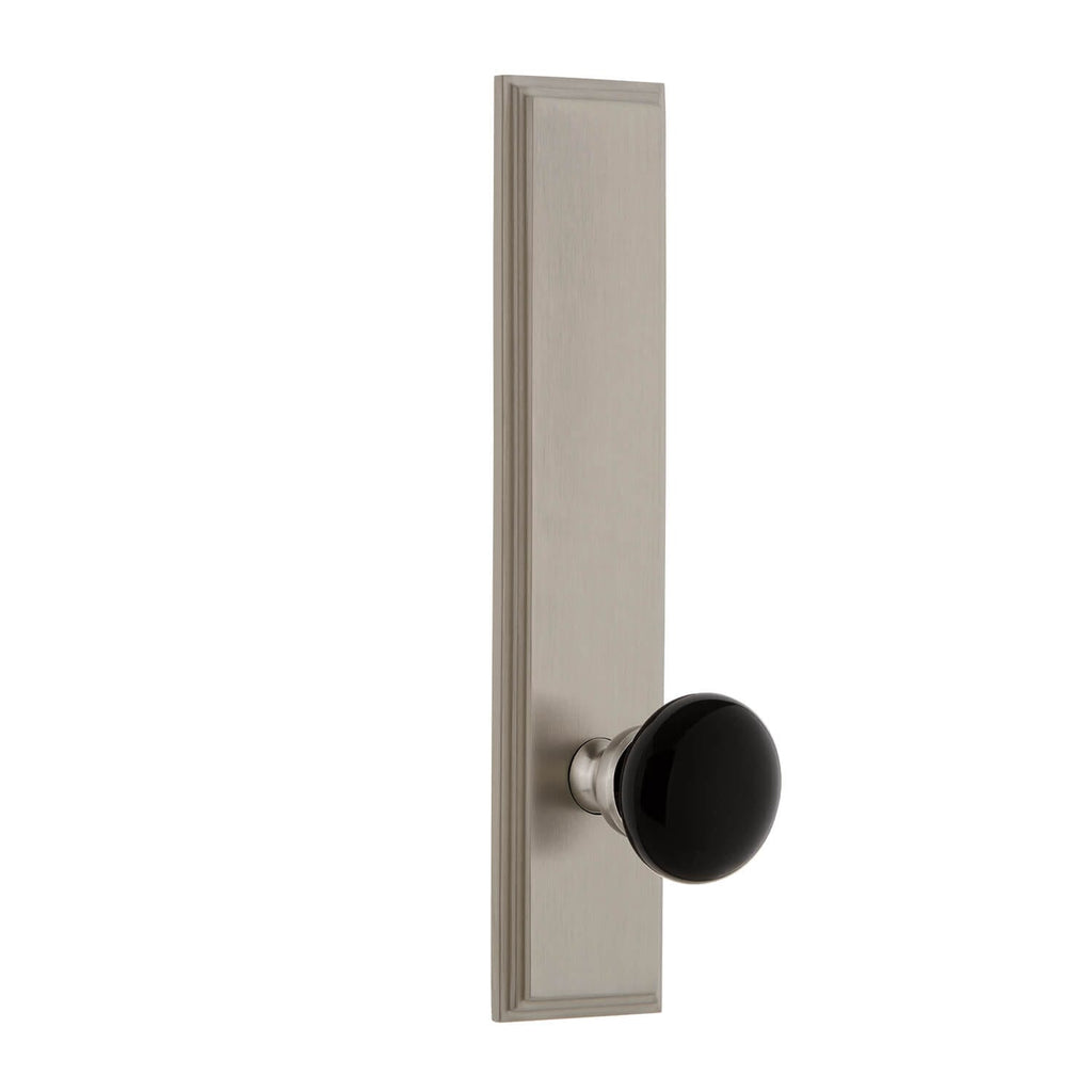 Carré Tall Plate with Coventry Knob in Satin Nickel