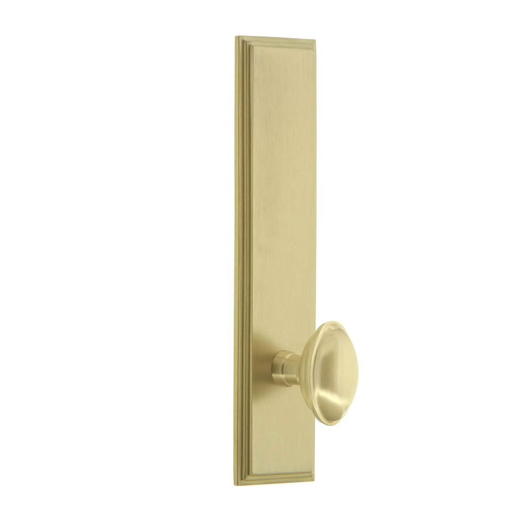 Carré Tall Plate with Eden Prairie Knob in Satin Brass