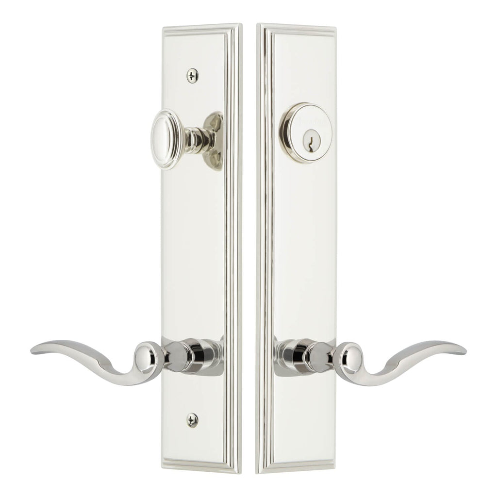 Carré Tall Plate Entry Set with Bellagio Lever in Polished Nickel