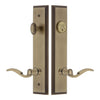 Carré Tall Plate Entry Set with Bellagio Lever in Vintage Brass