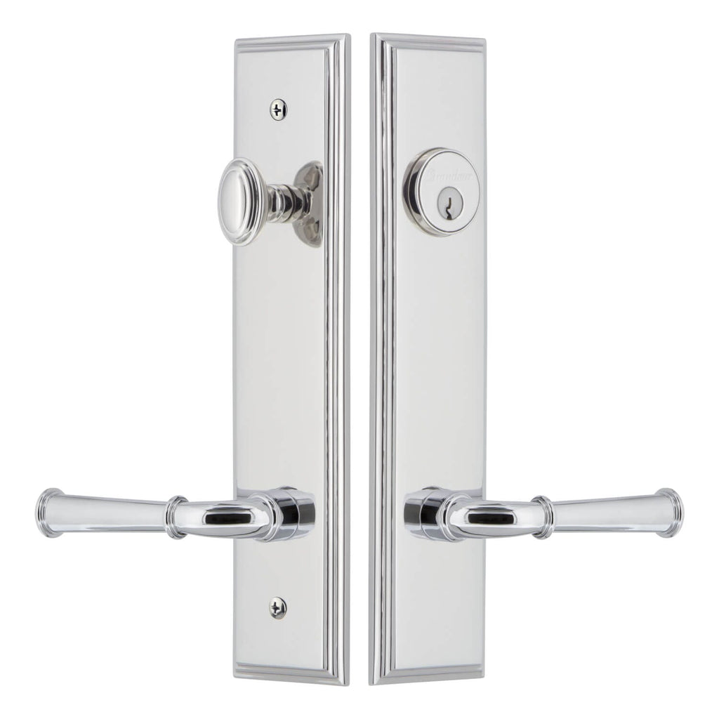 Carré Tall Plate Complete Entry Set with Georgetown Lever in Bright Chrome