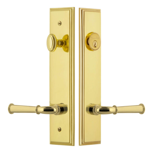 Carre Tall Plate Entry Set with Georgetown Lever in Lifetime Brass