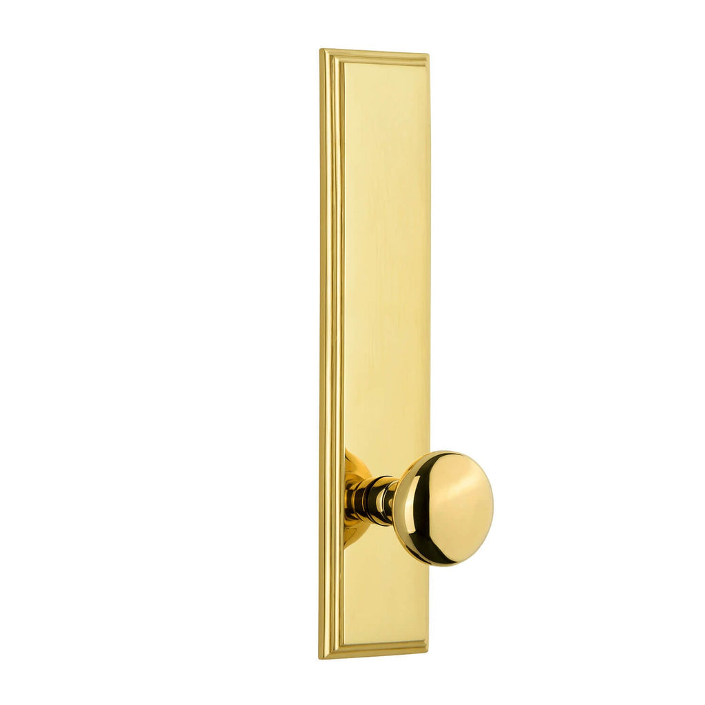 Carré Tall Plate with Fifth Avenue Knob in Polished Brass